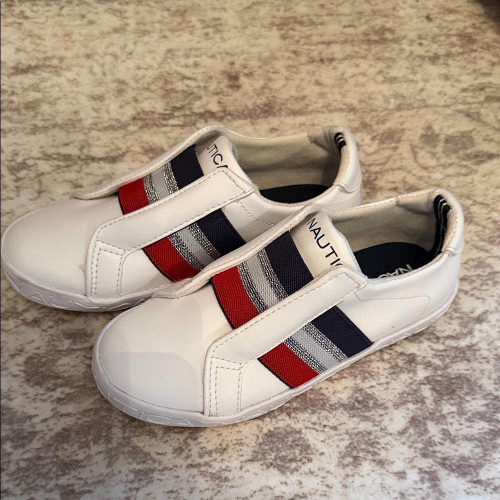 Nautica Kids' White Sneakers with Red and Blue Accents